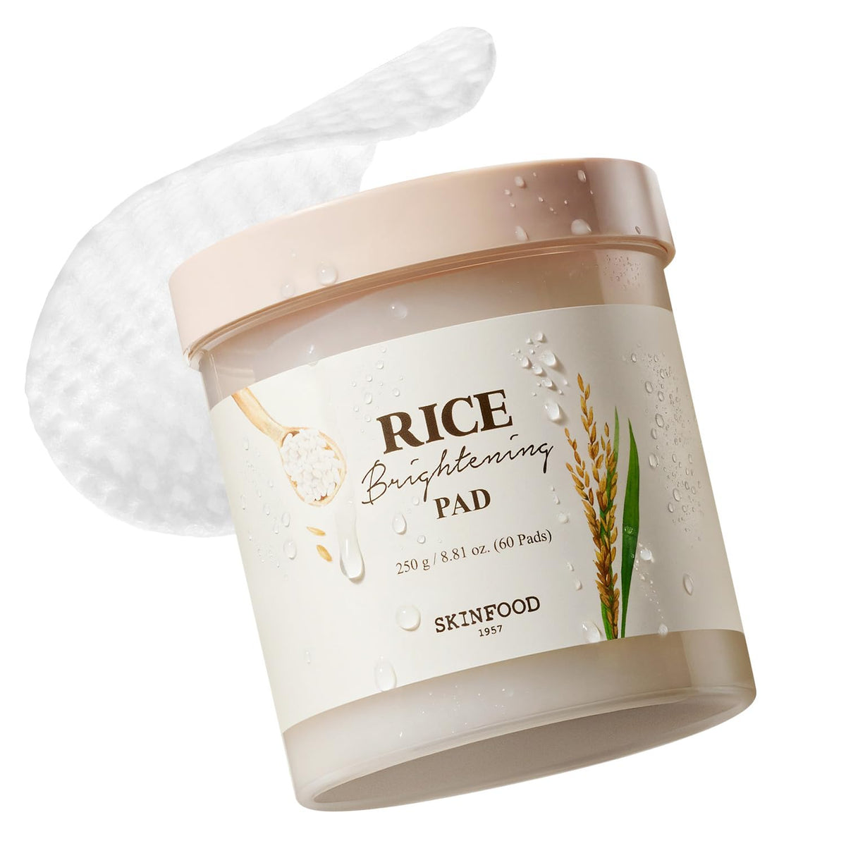 Vue de l'emballage SKINFOOD tampons au riz, élégant.