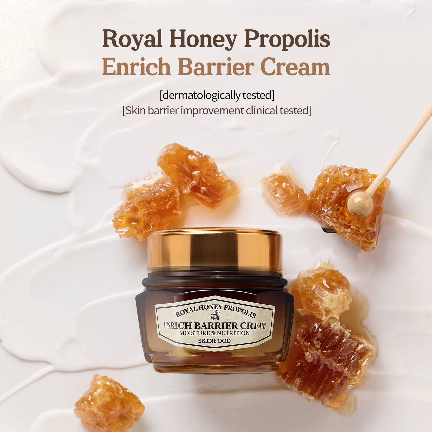 SKINFOOD 1957 Crème Barrière Miel Royal Propolis – Pot, texture nourrissante