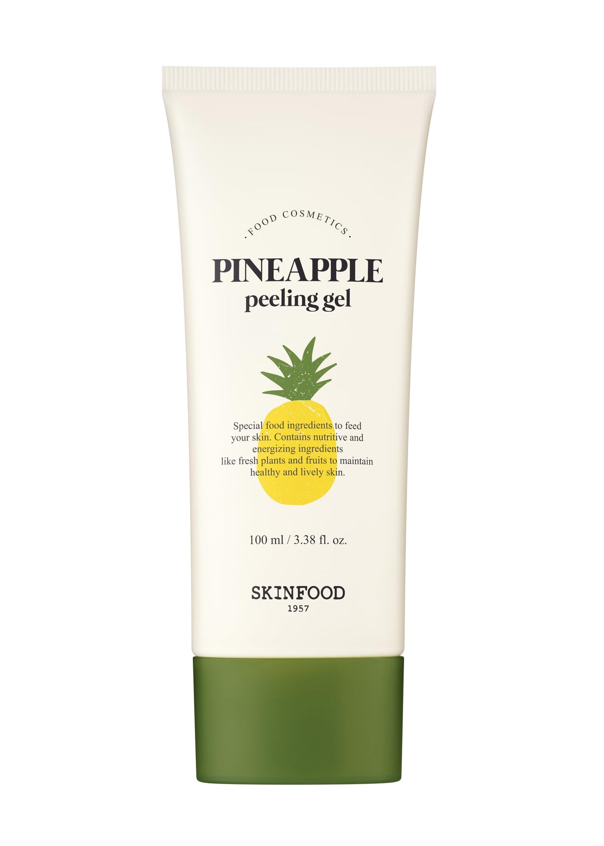 SKINFOOD 1957 gel gommage ananas - bouteille prête pour exfolier en douceur.