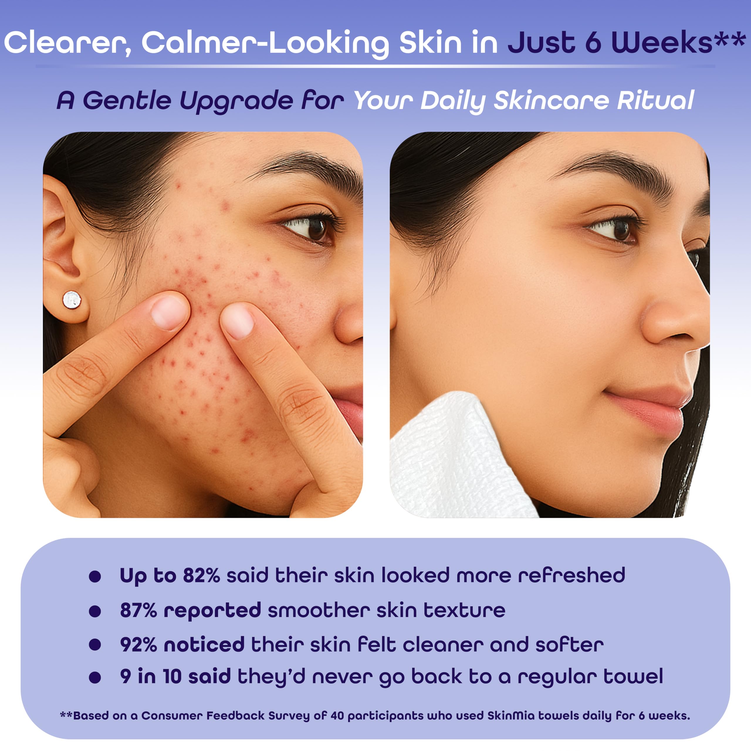 SkinMia lingettes-visage-xl textureées pour exfoliation légère et peau rafraîchie.