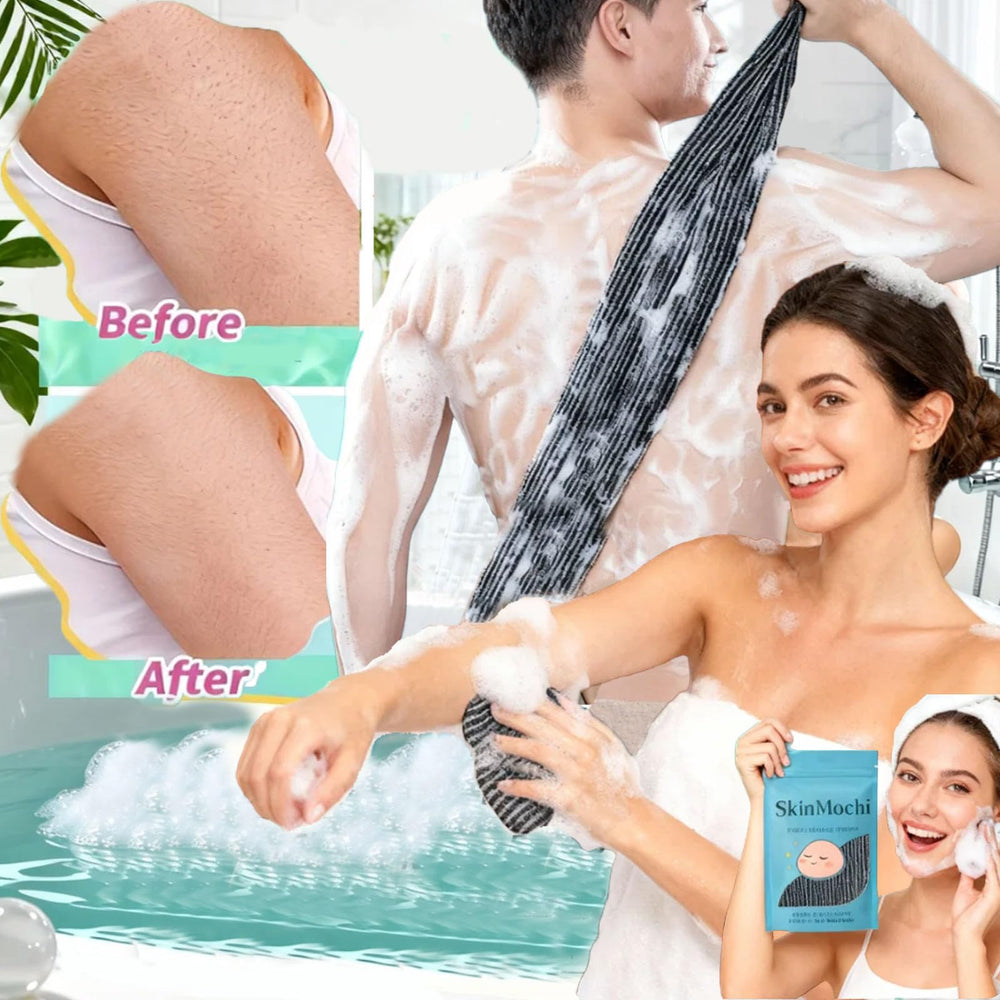 SkinMochi longueur extendue permet d'exfolier tout le corps sans effort.