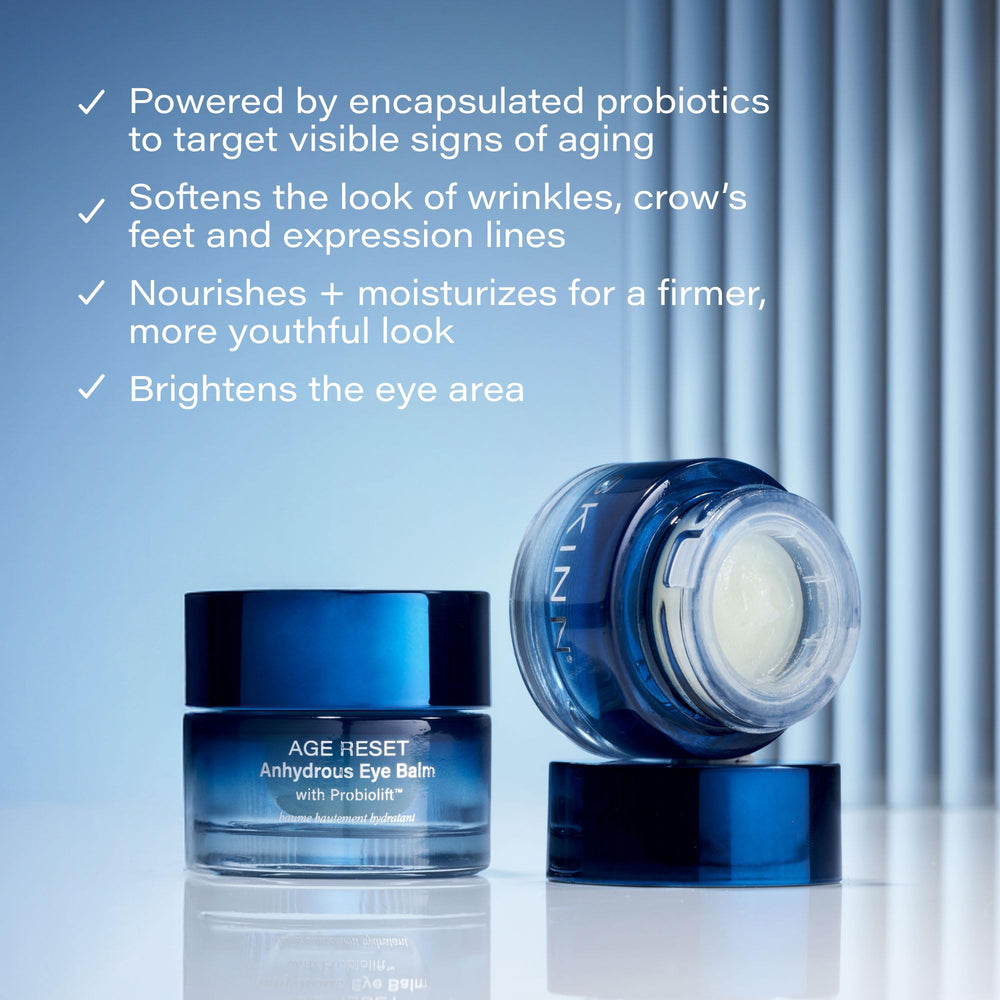 SKINN Age Reset texture anhydre, soin contour des yeux délicat.