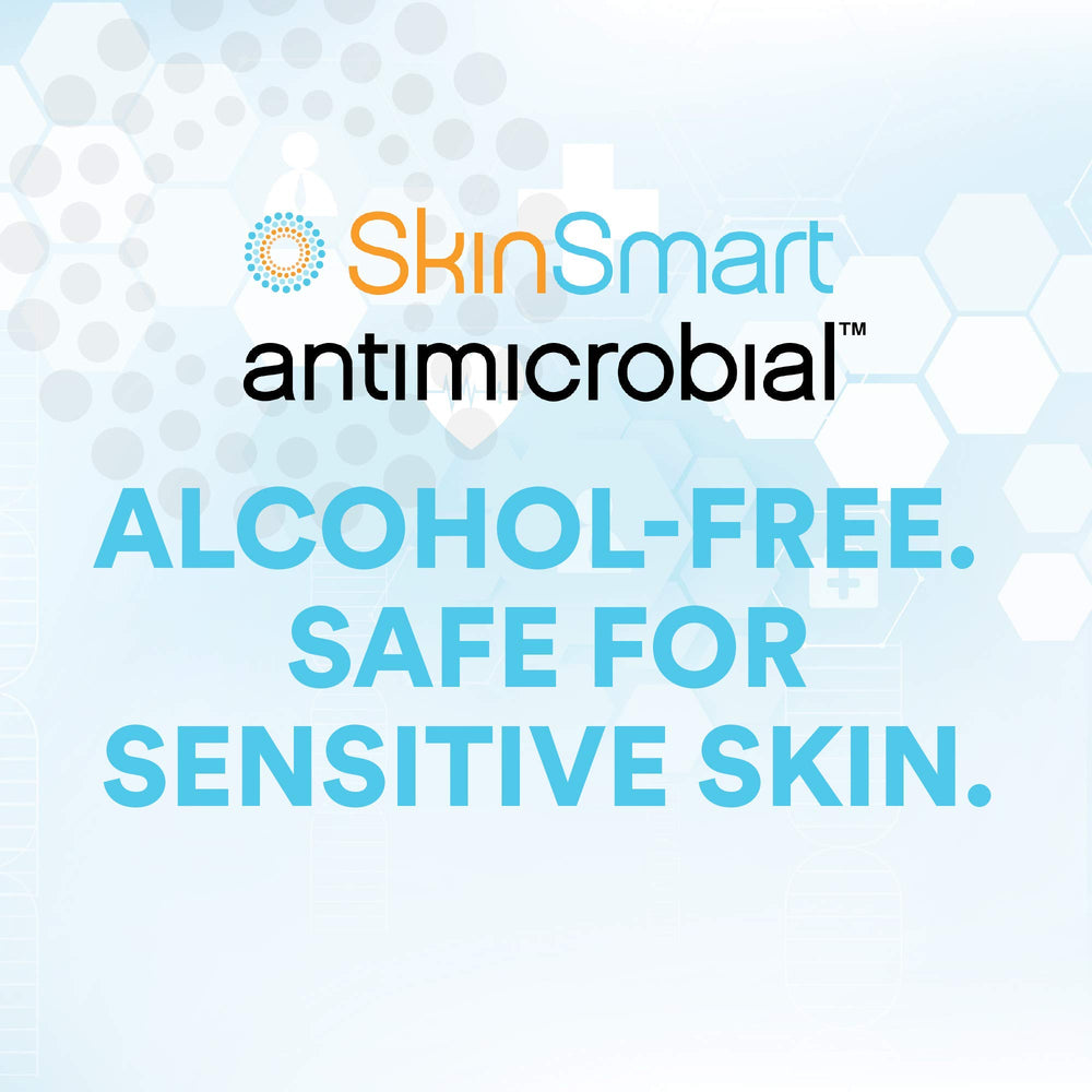 SkinSmart family-safe spray in a bathroom setting highlighting non-irritating formula