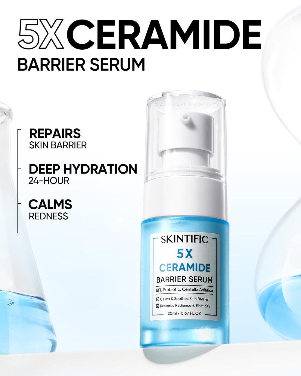Texture légère du sérum SKINTIFIC 5X, absorption rapide.