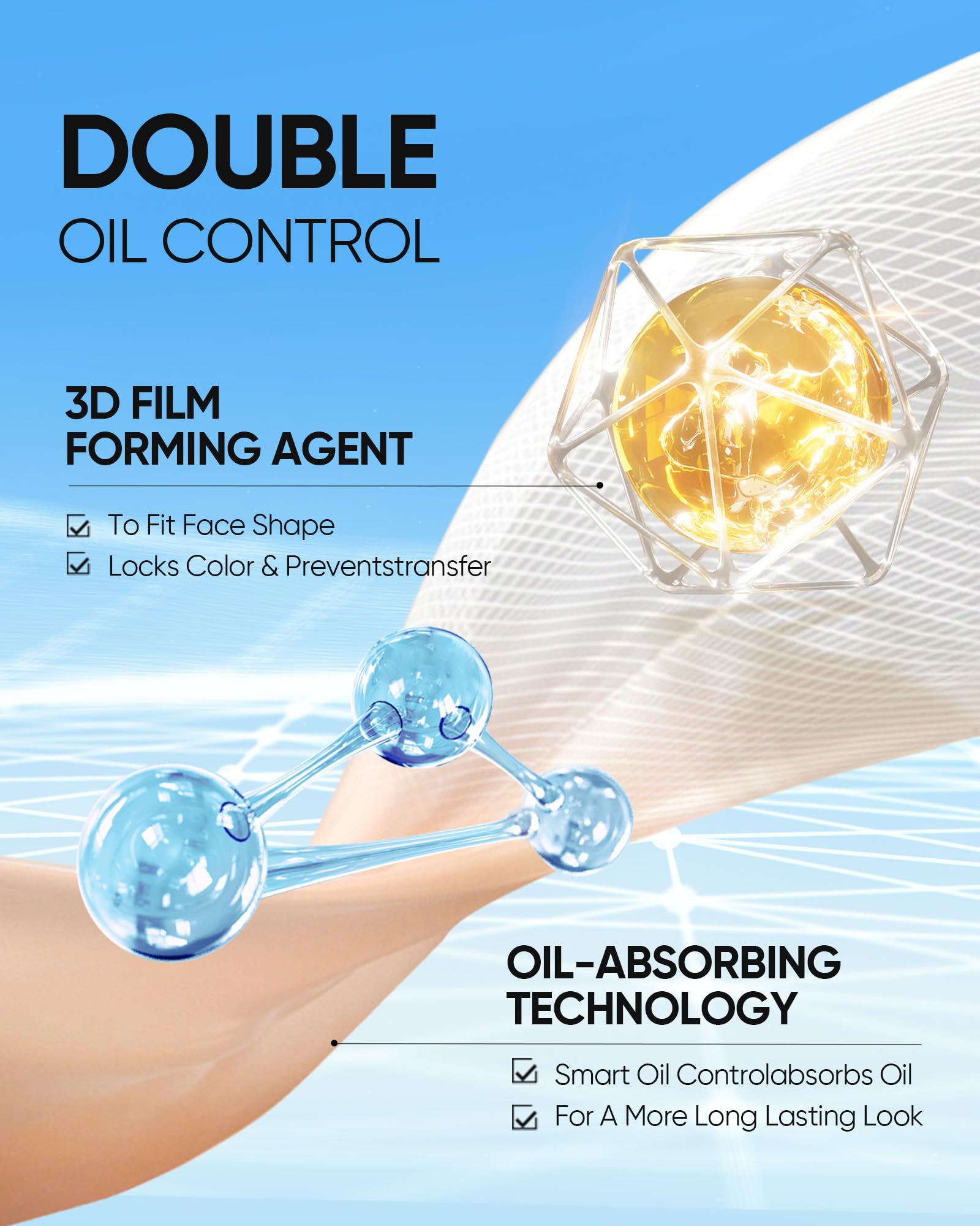 SKINTIFIC contrôle de brillance - absorption d'huile pour un fini durable.