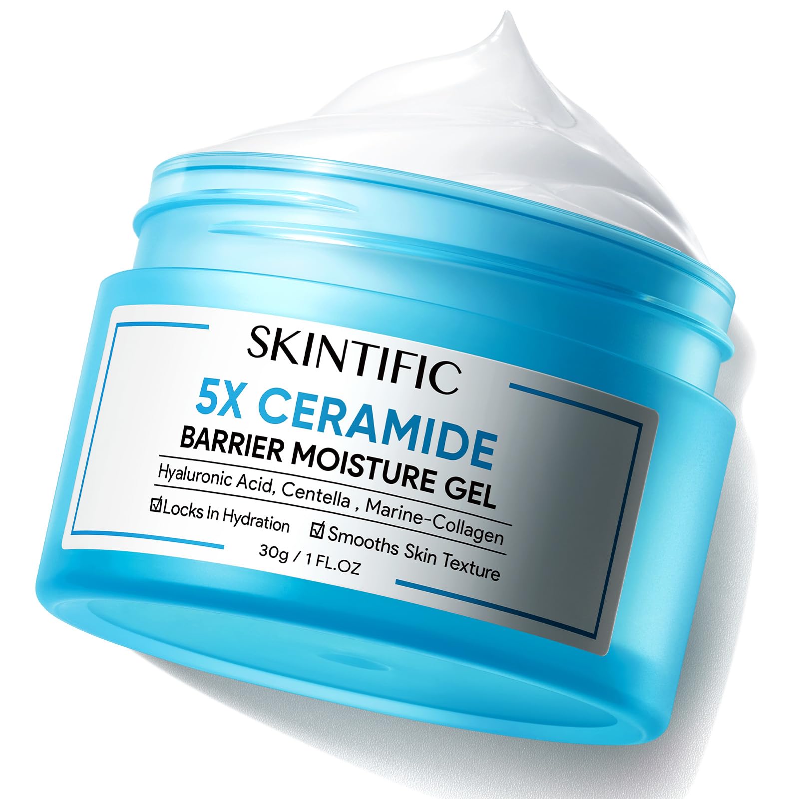 SKINTIFIC crème hydratante ceramides 5x - bouteille, hydratation profonde et protection cutanée.