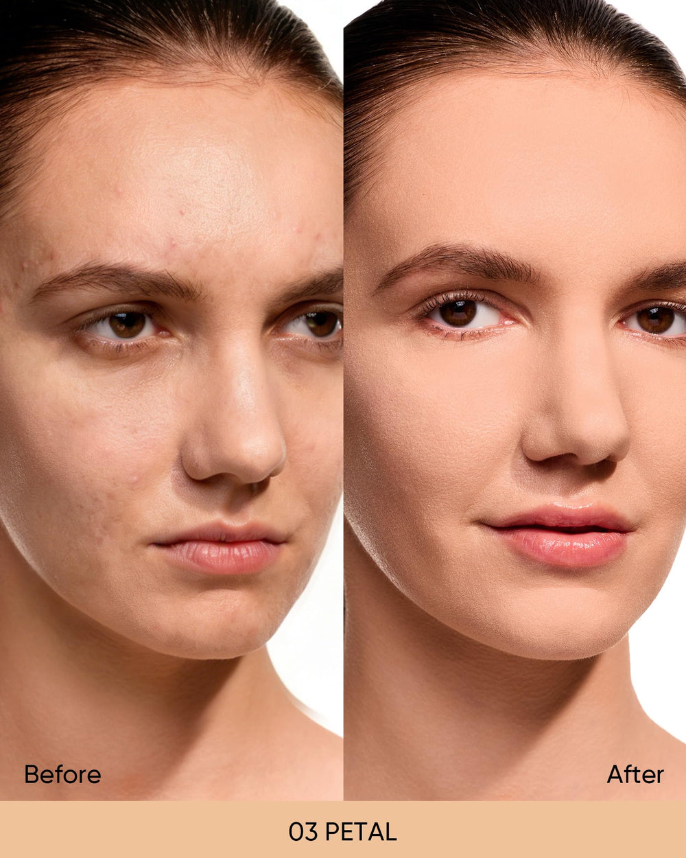 Texture velours-matte du fond de teint SKINTIFIC bleu 03 pétale pour application douce.
