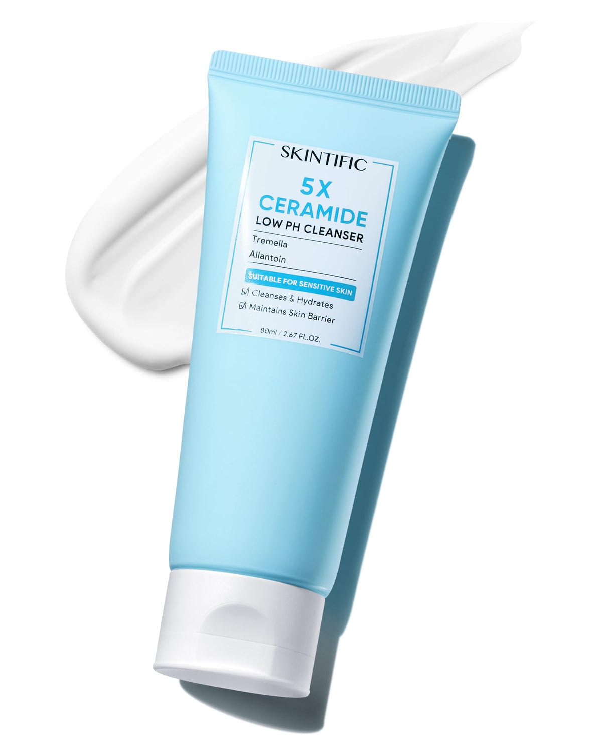 SKINTIFIC nettoyant visage à pH faible dans une bouteille pratique, usage quotidien.