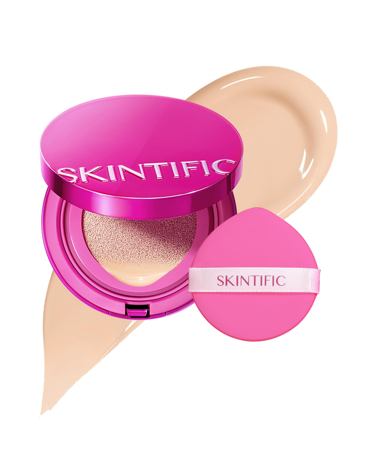 SKINTIFIC Pink Glow Cushion Porcelaine pour visage avec éclat naturel.