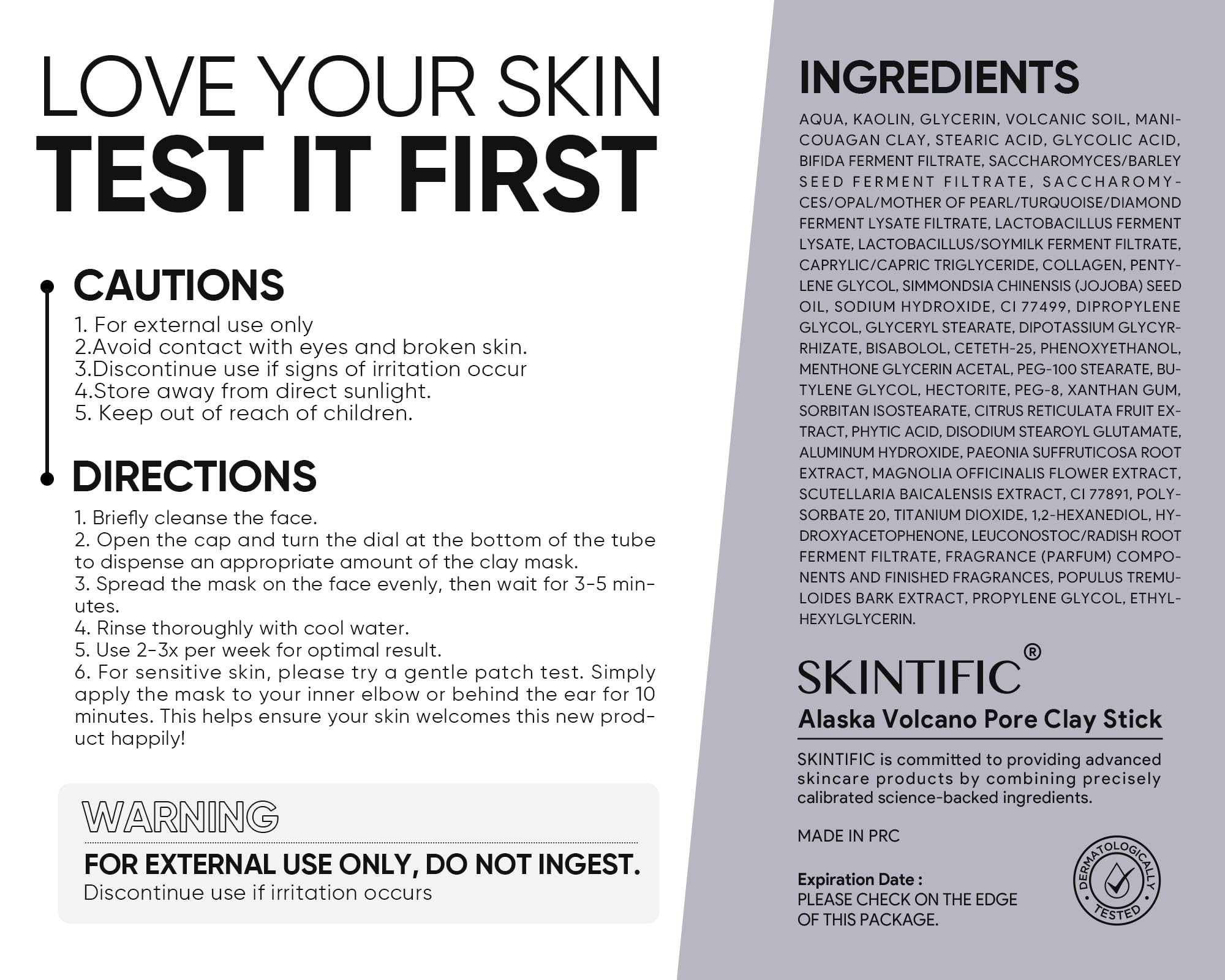SKINTIFIC masque argile volcanique pour un teint net et lisse