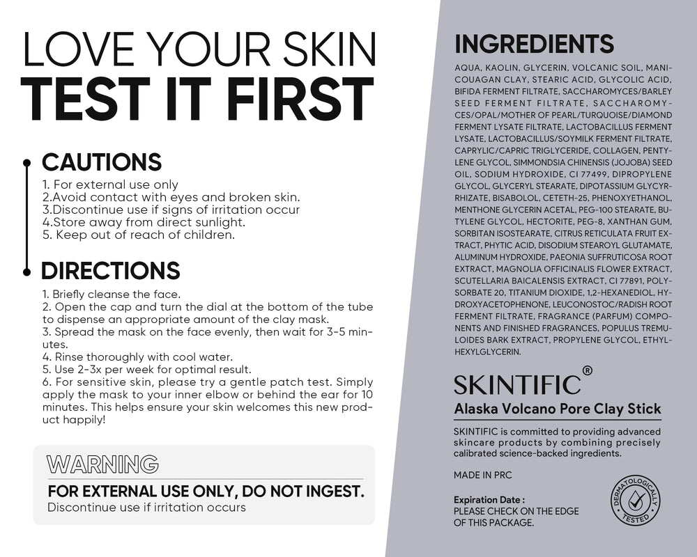 SKINTIFIC masque argile volcanique pour un teint net et lisse