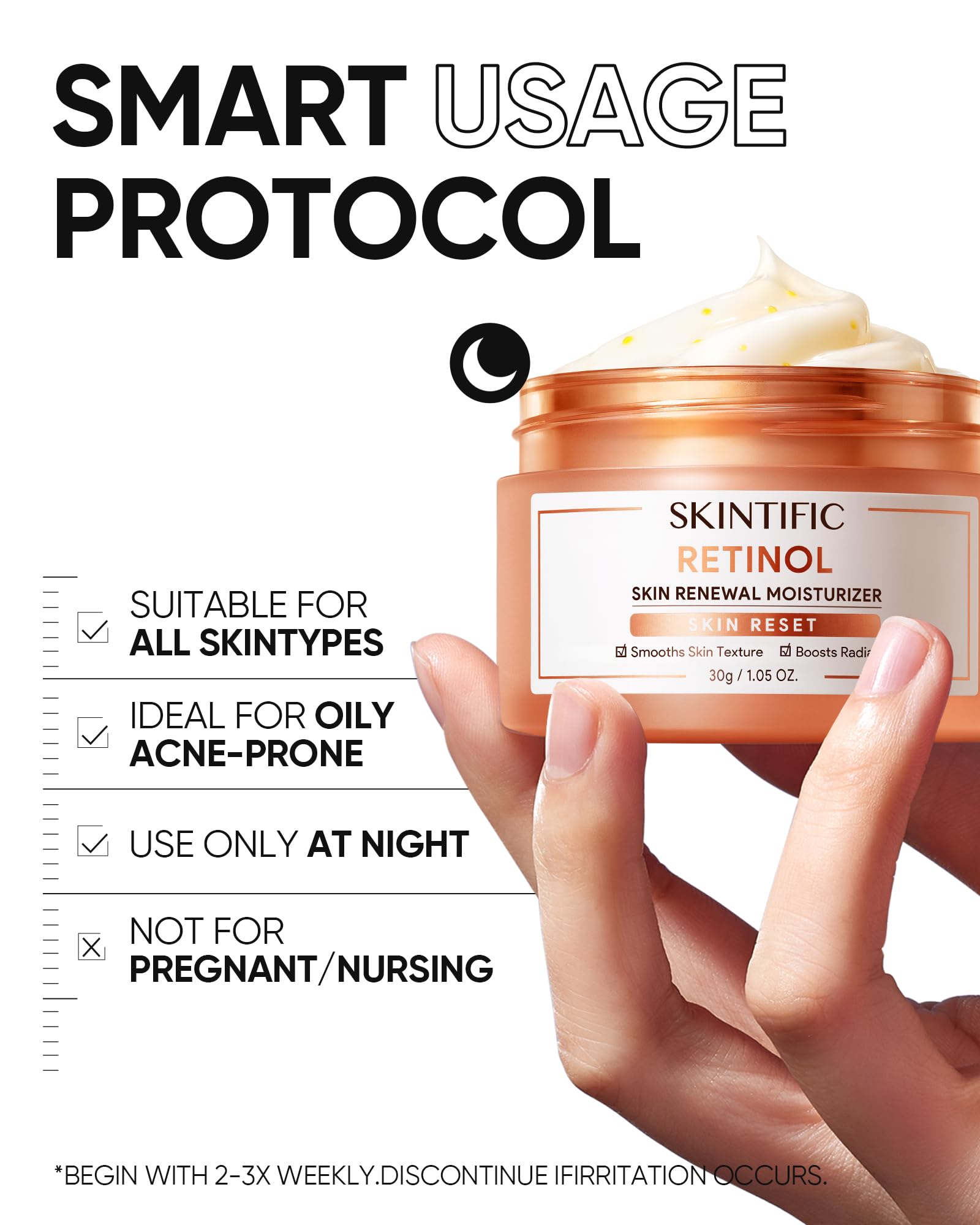 Skintific Texture Veloutee Nuit : peau douce et satinée après application.
