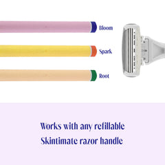 Skintimate : cartouche flexible qui épouse les contours pour une glisse fluide.