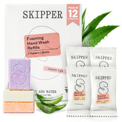 Skipper tablettes mousse main vanille coco chai, application rapide et hydratante