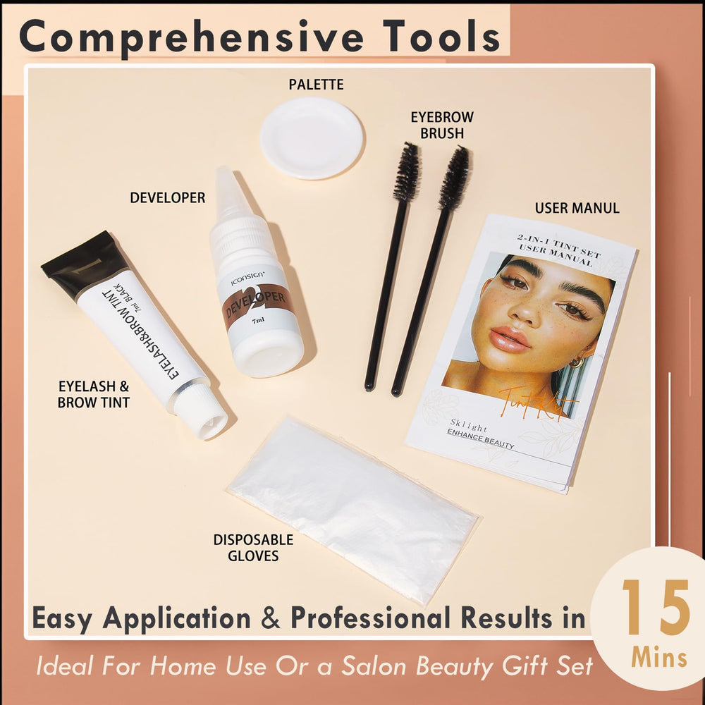 Sklight kit couleur cils et sourcils – applicateurs professionnels pour une coloration précise.