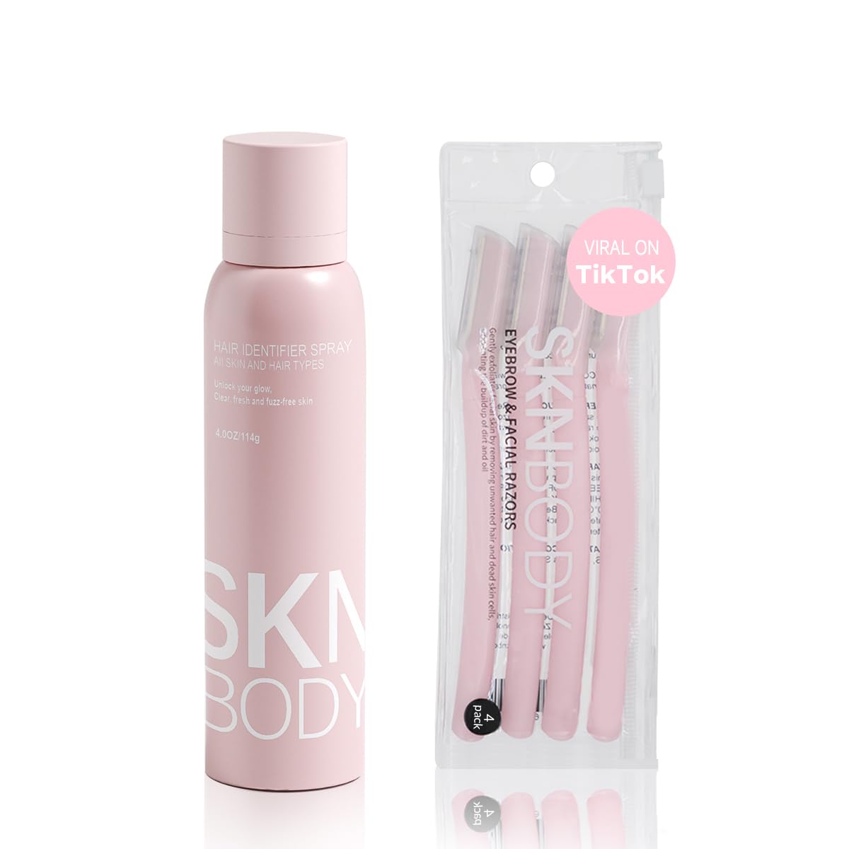 SKNBODY Hair Identifier Spray — bouteille claire révélant poils fins pour rasage précis