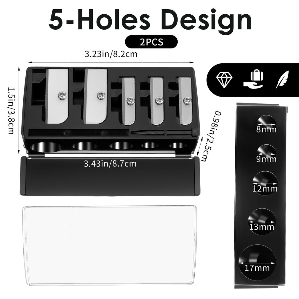 Taille-crayon Skrfen compact et portable pour retouches maquillage en déplacement.