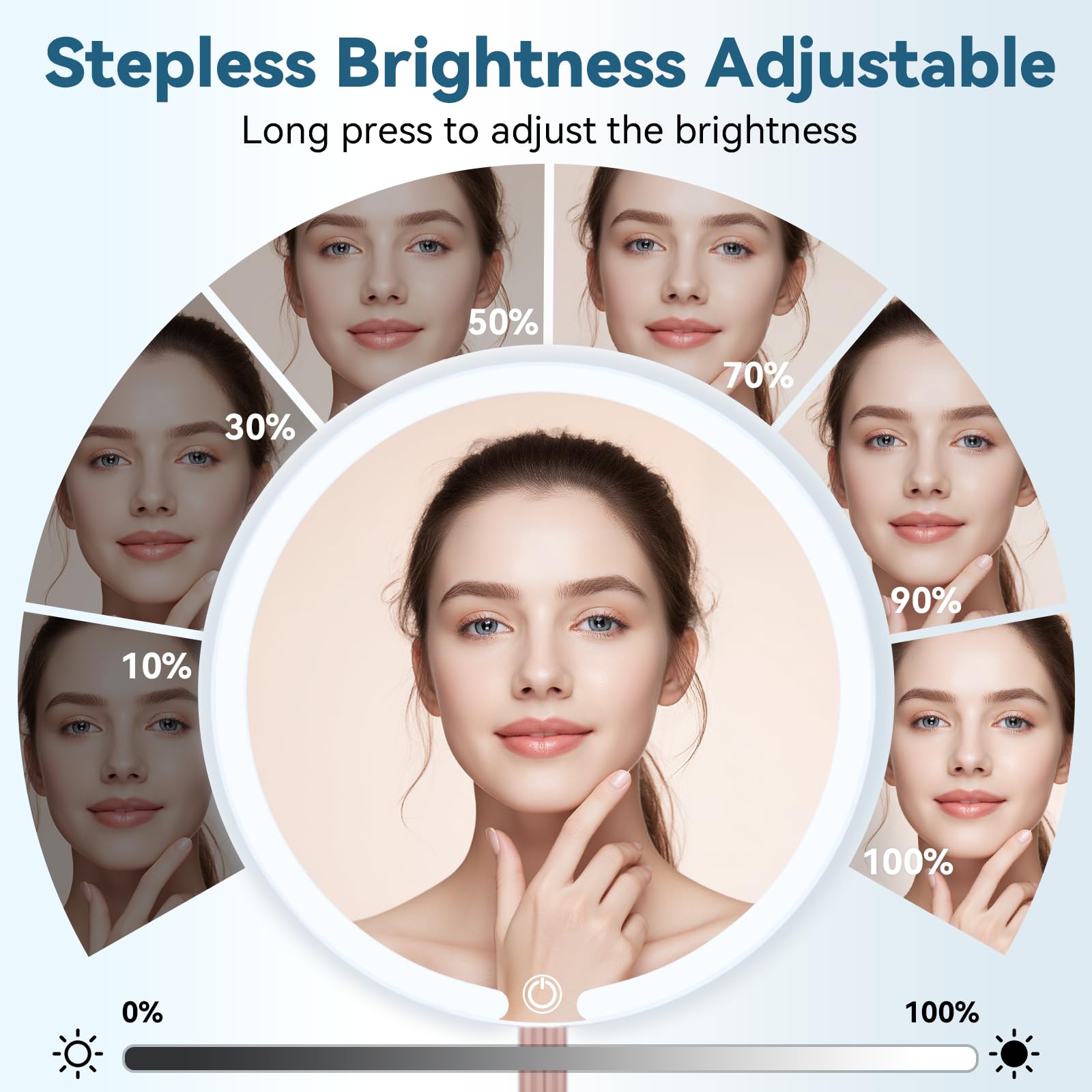 SKSFLY réglage de brillance par toucher long pour précision maquillage.