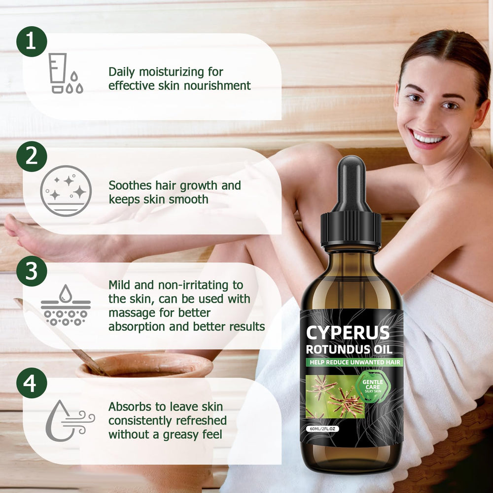 Avant-après peau plus lisse avec l’huile SKSOYT Cyperus Rotundus.