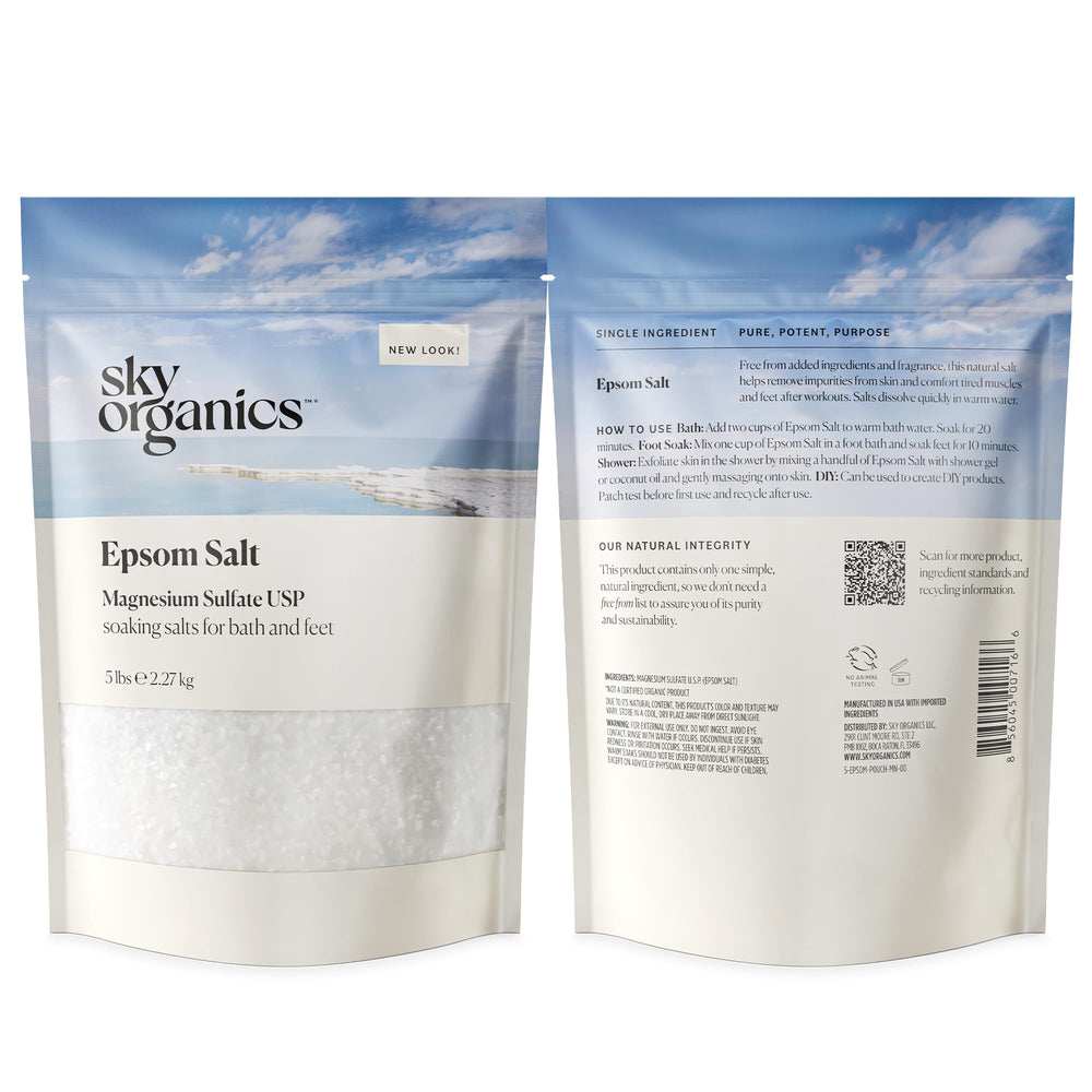 Sky Organics bain maison naturelle, routine soin corps et pieds douce.