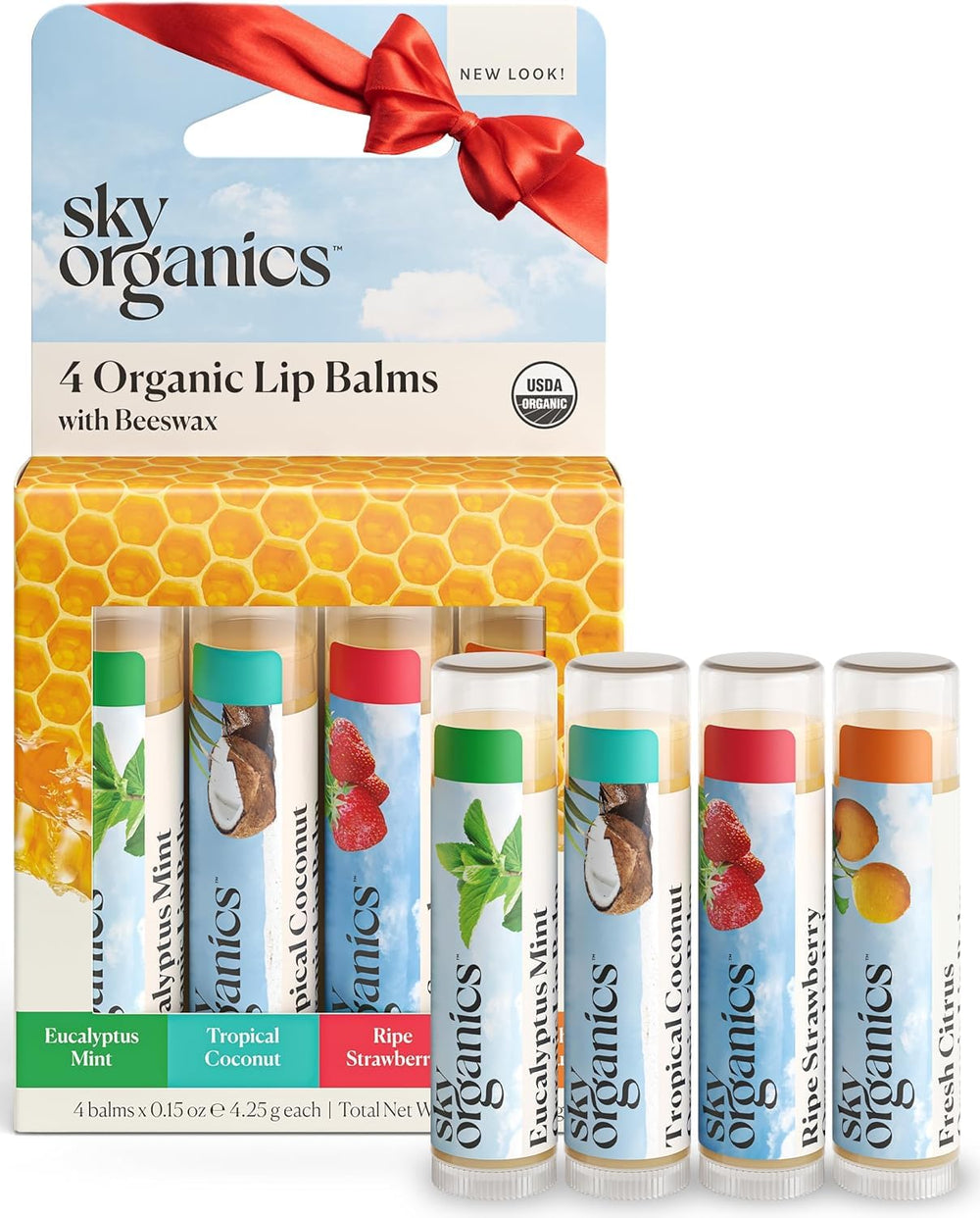 Sky Organics baume lèvres eucalyptus-menthe : hydratation rafraîchissante et soin rapide des lèvres.