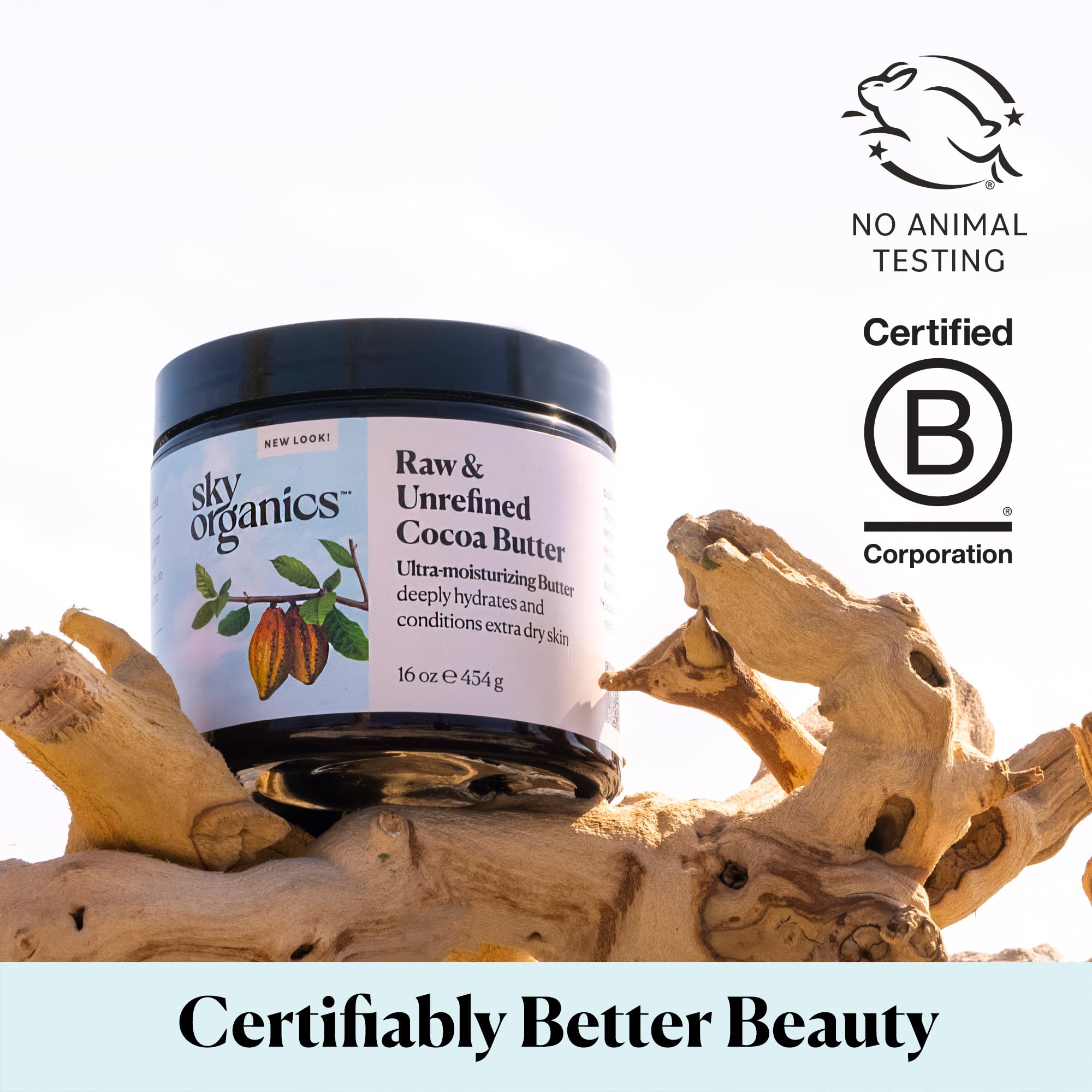 Beurre cacao Sky Organics: fondre sur la peau pour une douceur durable.