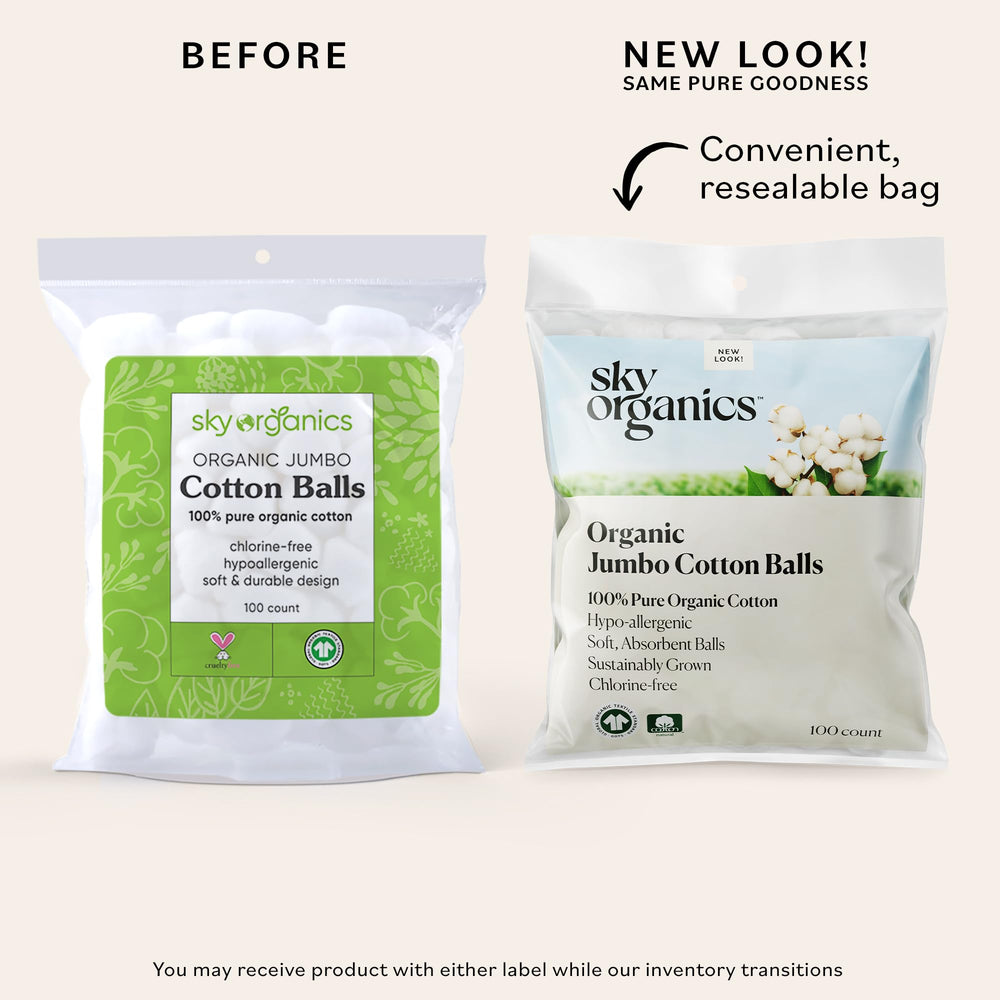 Boules de coton Sky Organics pour démaquillage, ultra absorbantes et délicates