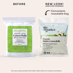 Boules de coton Sky Organics pour démaquillage, ultra absorbantes et délicates