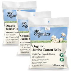 Sky Organics boules de coton gros format, idéale pour démaquillage en douceur