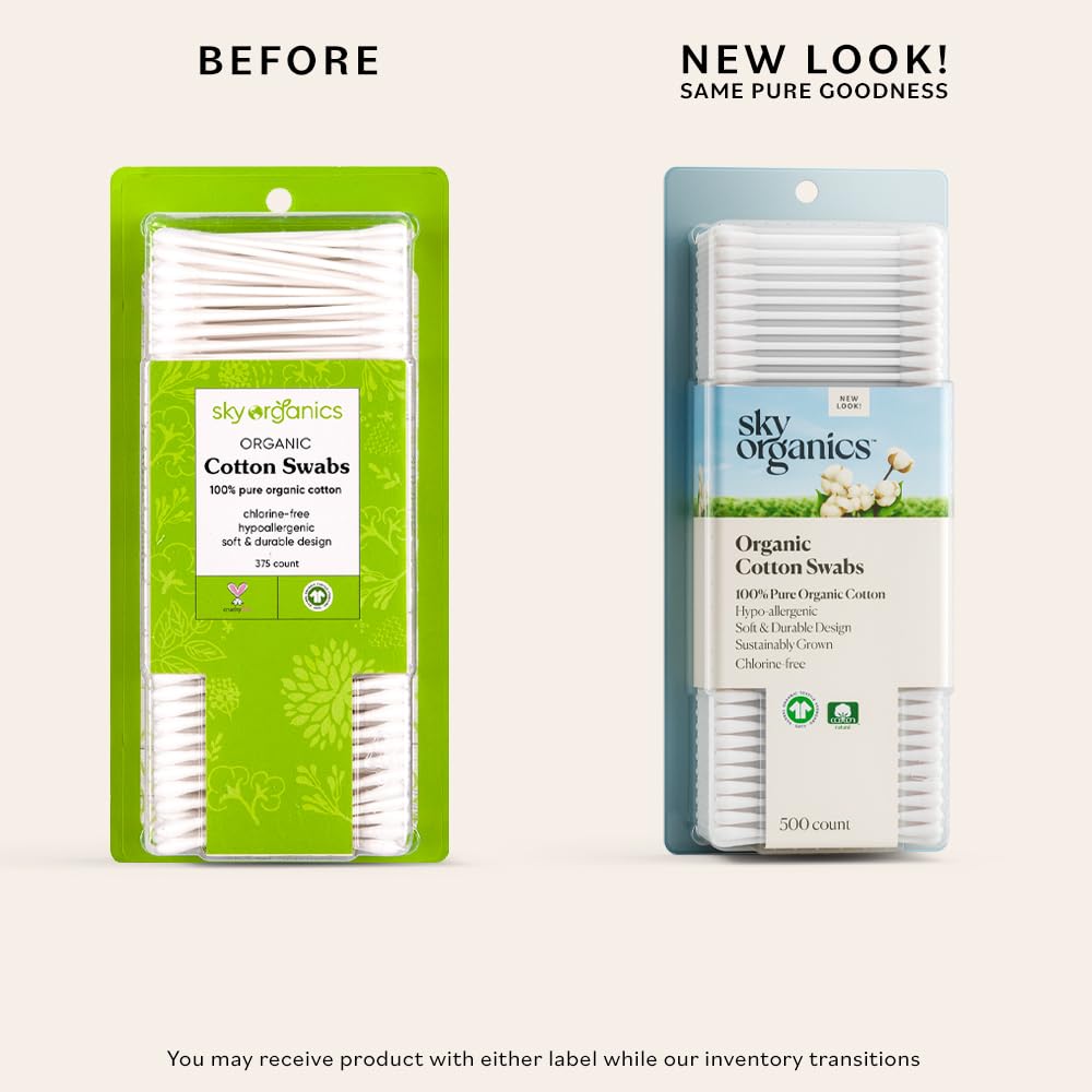 Sky Organics Coton-tiges, nettoyage externe de l’oreille en douceur