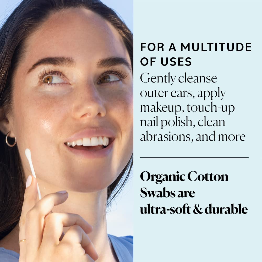 Sky Organics cotons-tiges bio pour l’application douce des crèmes sur le visage.