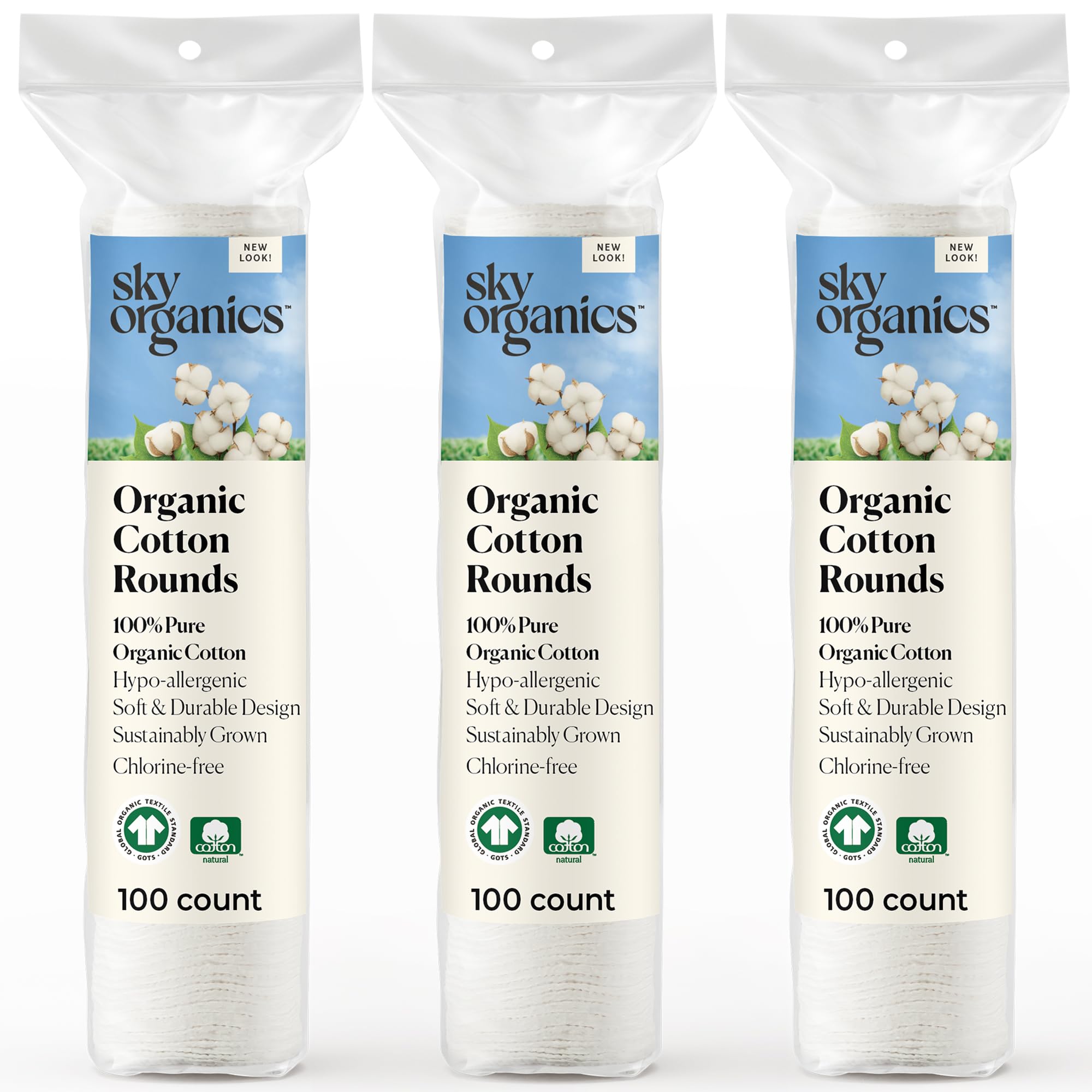 Sky Organics disques coton bio pur 300ct: douceur hypoallergénique pour le soin du visage