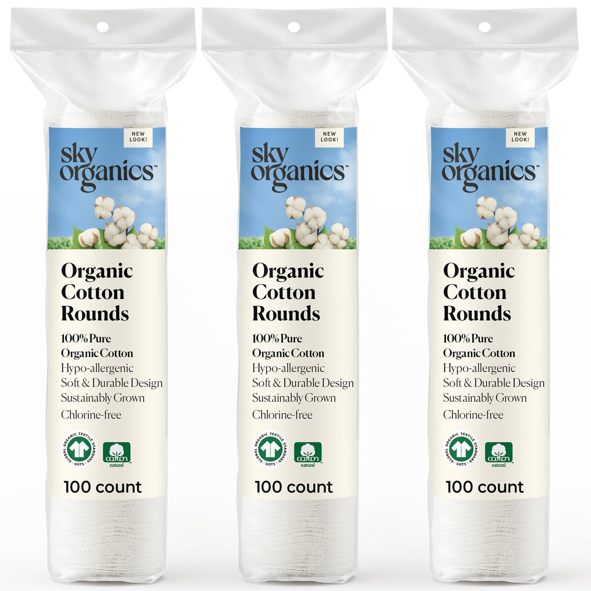 Sky Organics disques coton bio pur 300ct: douceur hypoallergénique pour le soin du visage
