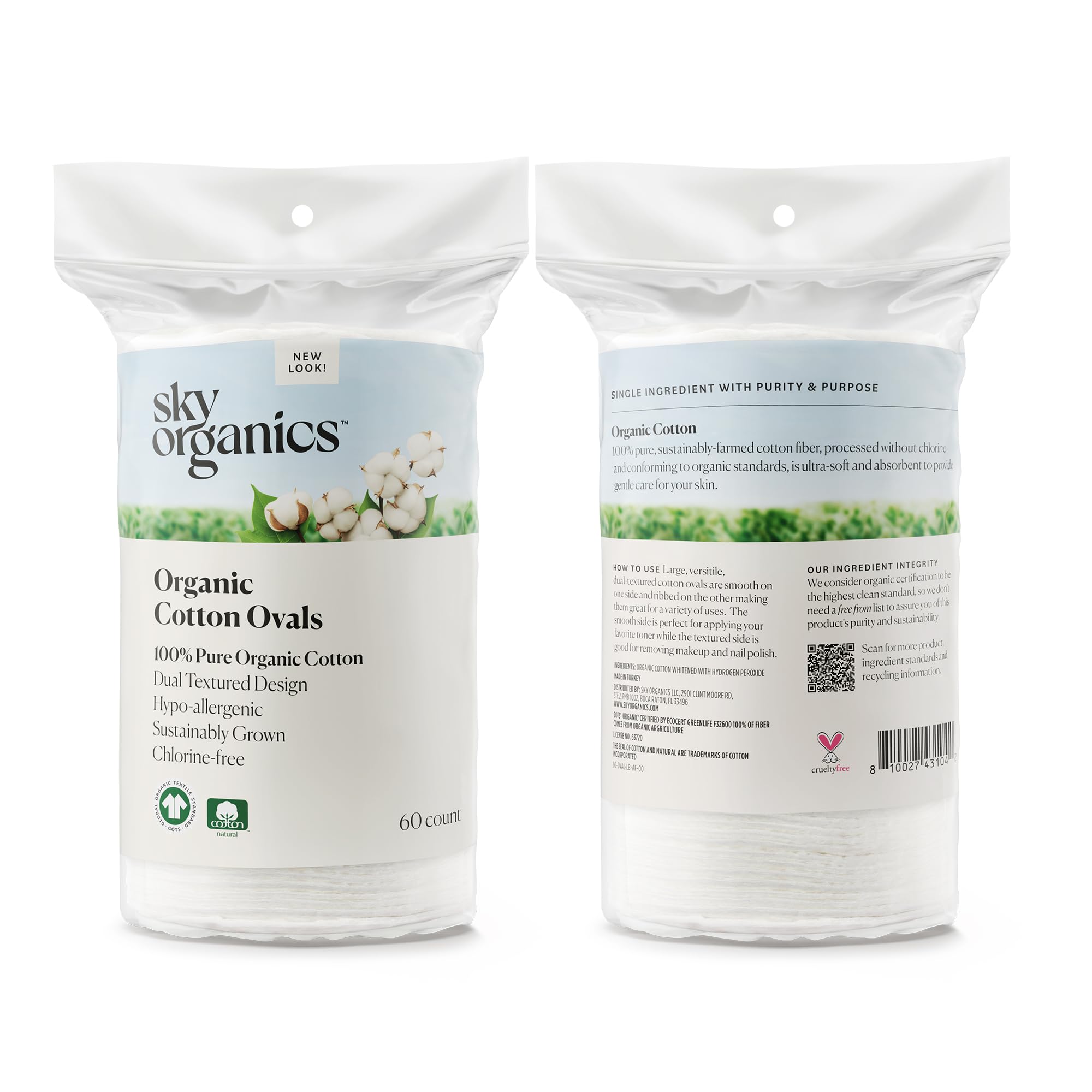 Sky Organics disques coton larges, option éco-responsable pour routine beauté.