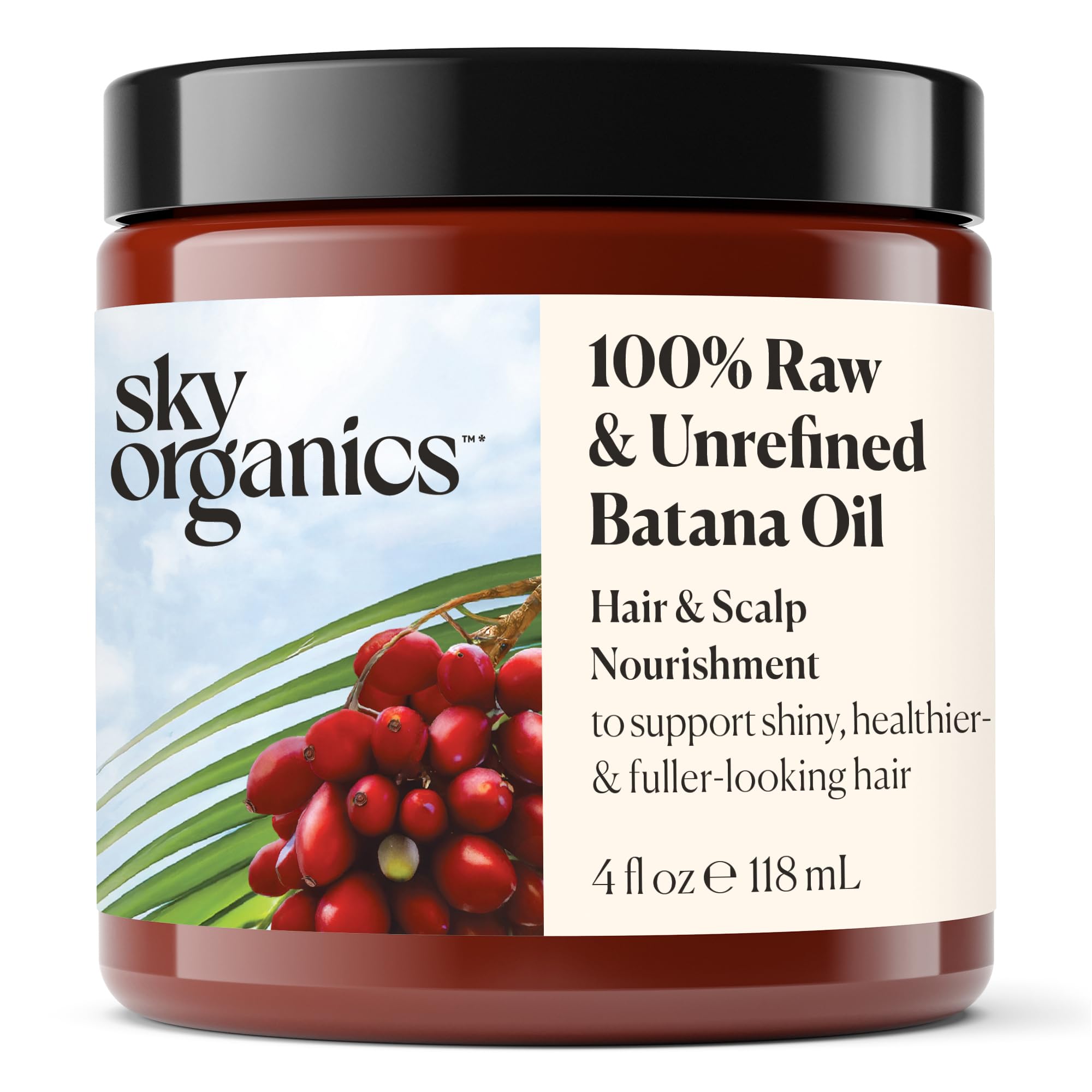 Sky Organics Huile de Batana — bouteille versée, nourrissant pour cheveux et cuir chevelu