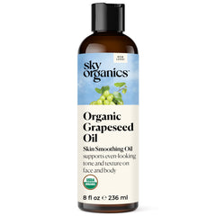 Sky Organics huile de pépins de raisin, bouteille, texture légère et absorption rapide