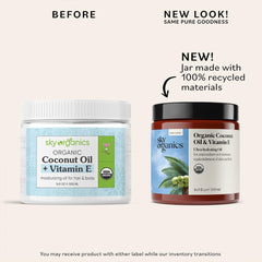 Sky Organics huile noix de coco bio vitamine E pour peau et cheveux, nourrissante et revitalisante.