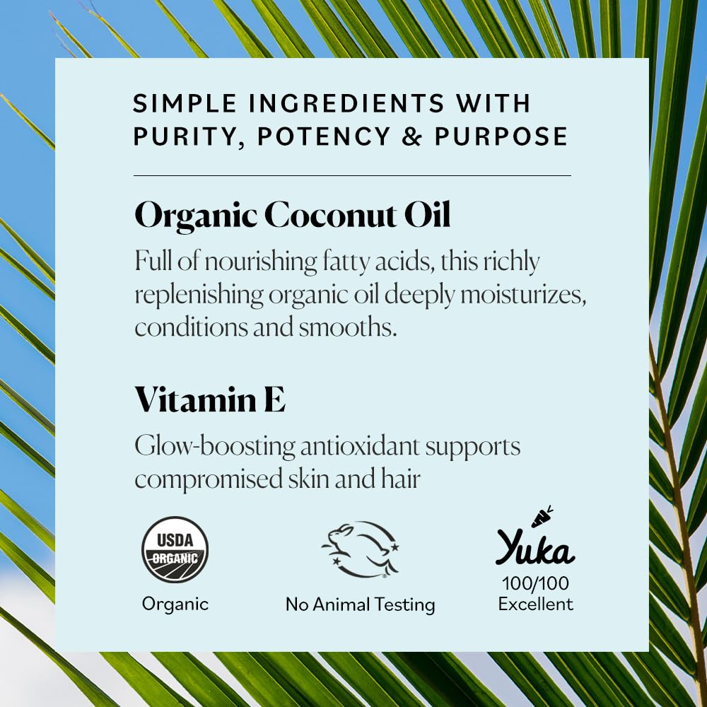 Sky Organics huile coco bio et vitamine E pour soin quotidien.