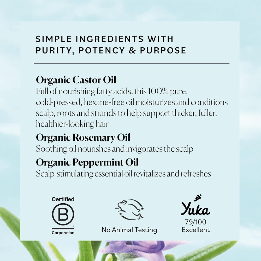 Sky Organics huile ricin romarin - application sur longueurs et pointes.