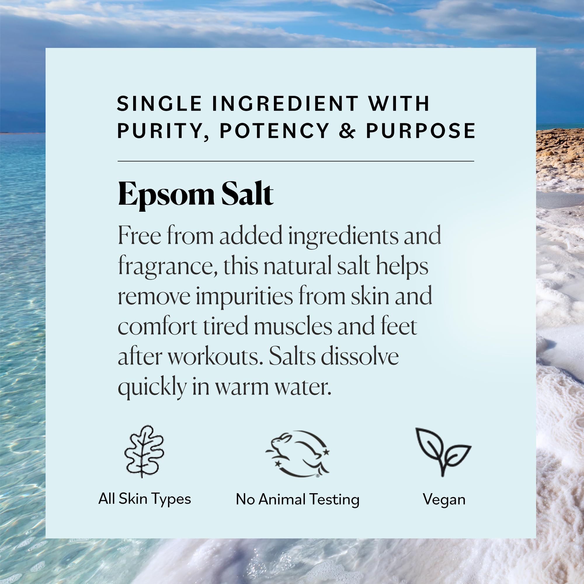 Sky Organics sel Epsom sans parfum, expérience neutre et apaisante.