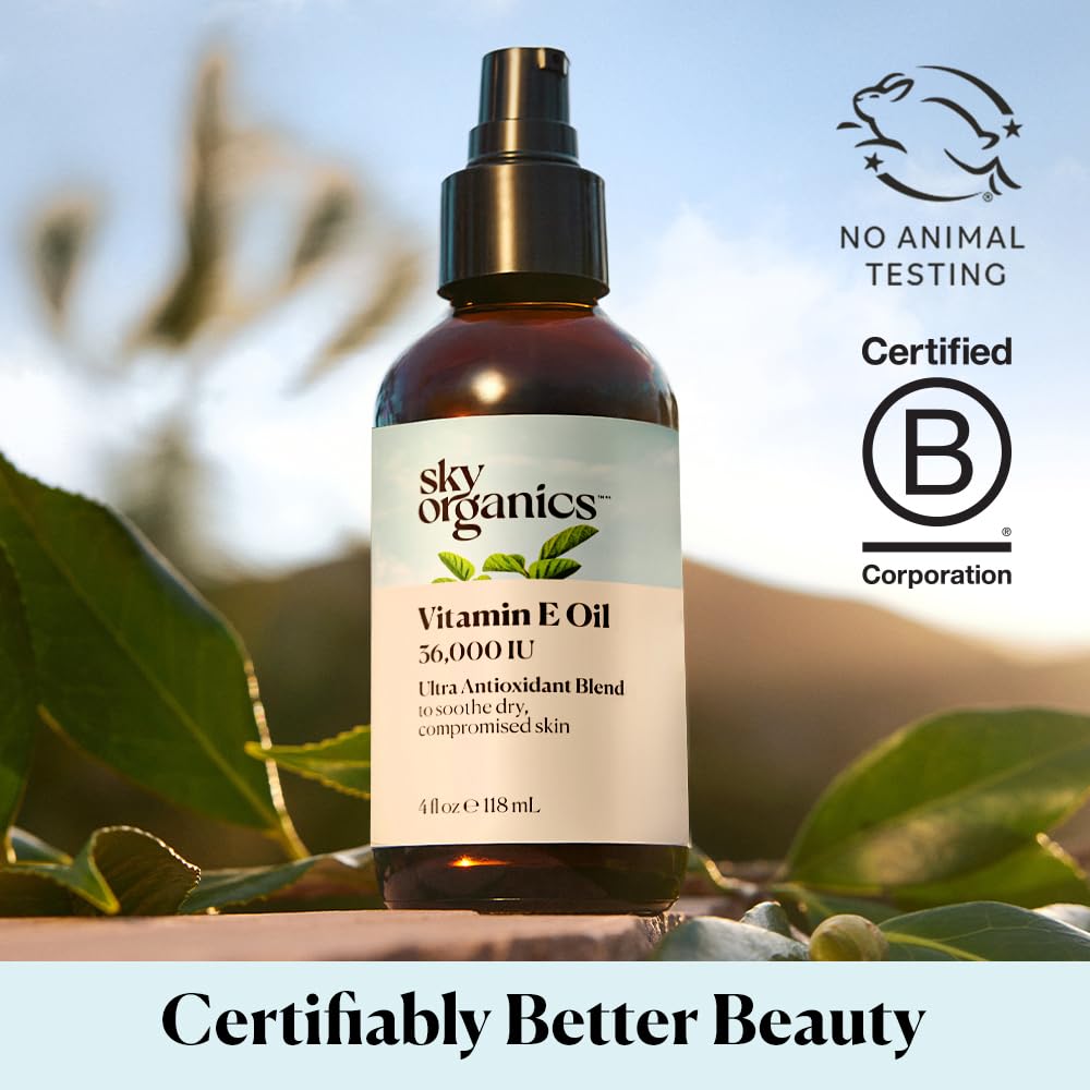Sky Organics vitamine E huile visage — gouttes pratiques pour nourrir peau sèche.