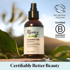 Sky Organics vitamine E huile visage — gouttes pratiques pour nourrir peau sèche.