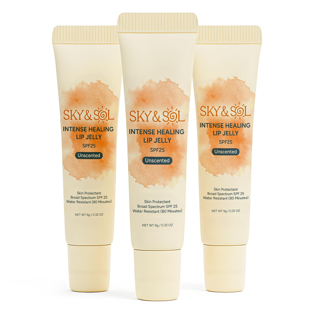 Sky & Sol baume lèvres SPF25, pack 3, protection quotidienne des lèvres.