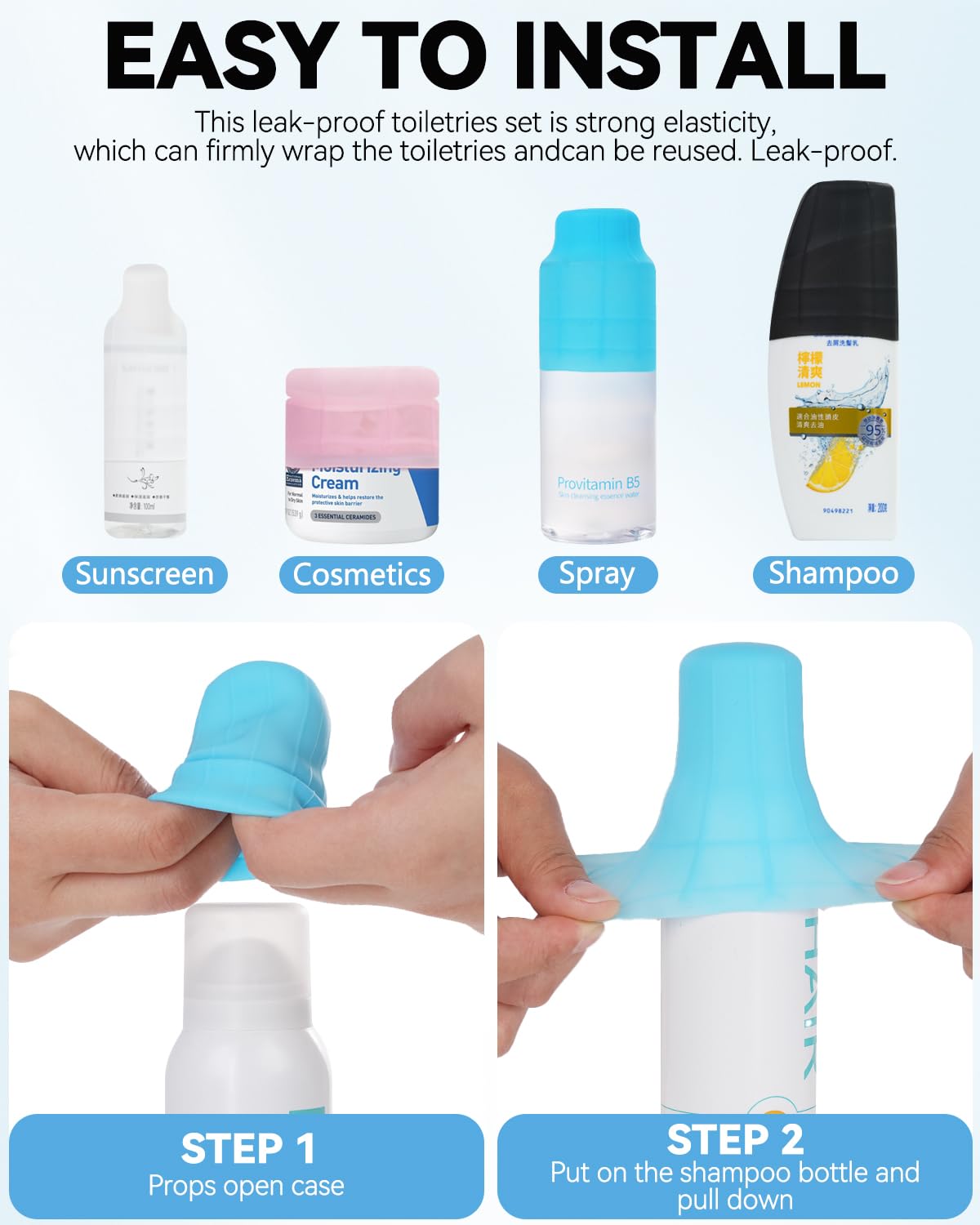 Skyconser anti fuite bouteille silicone, empêche les fuites dans les bagages.