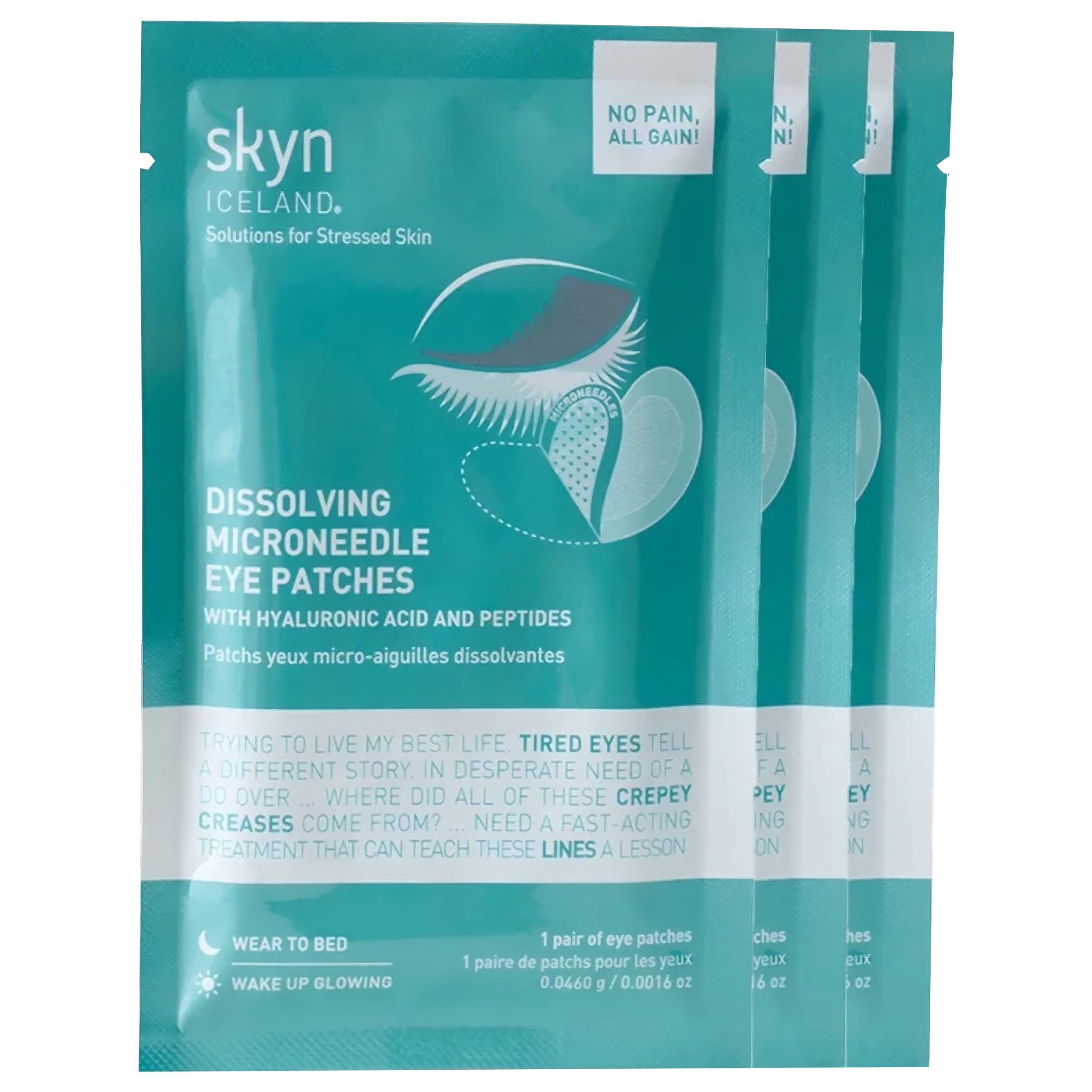 Patchs dissolvants skyn ICELAND, emballage prêt à l'emploi pour hydratation nocturne du regard.