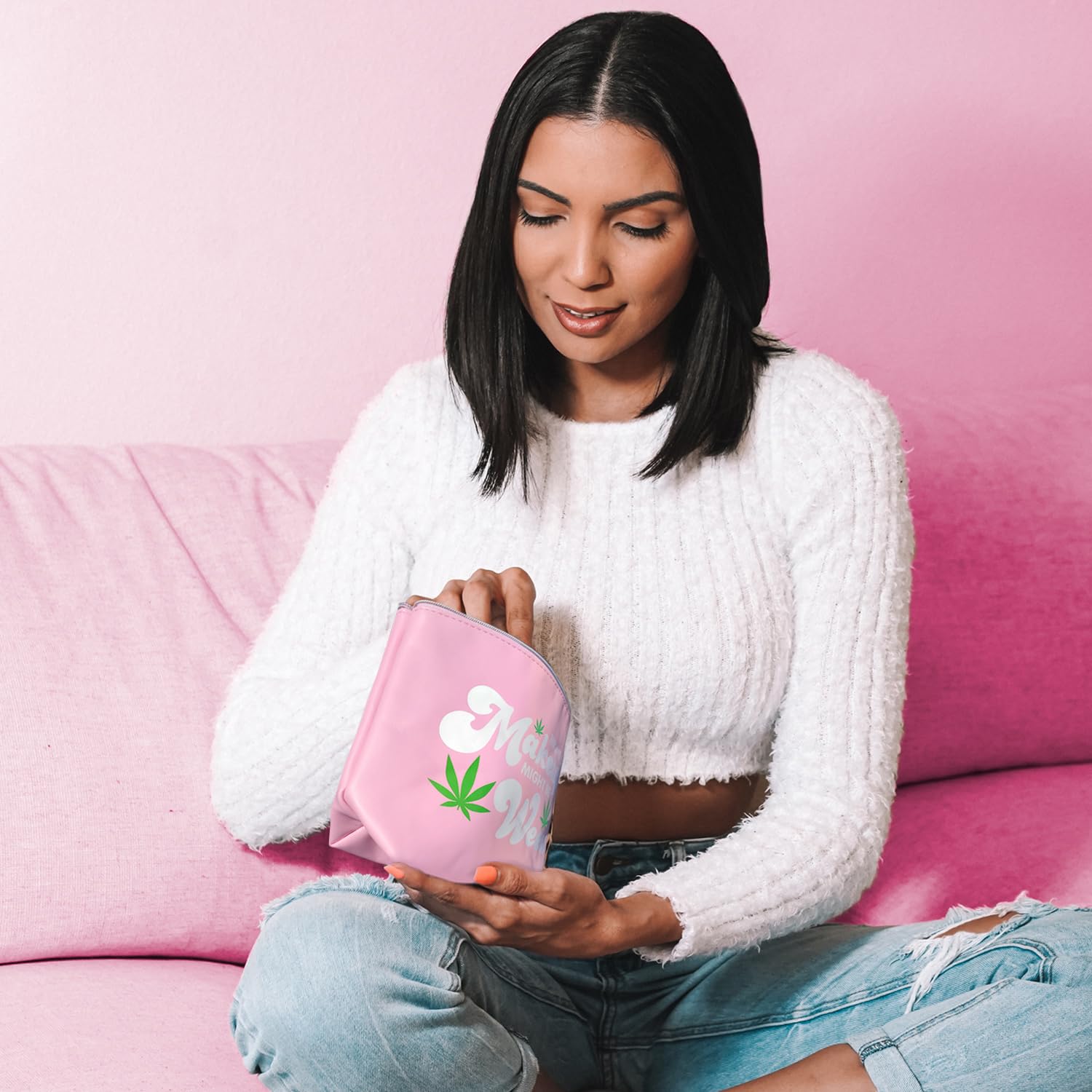 Skyvora pochette maquillage rose pâle grande capacité pour tous vos cosmétiques