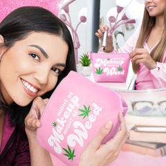 Skyvora pochette maquillage vegan cuir rose pâle, touche luxe durable