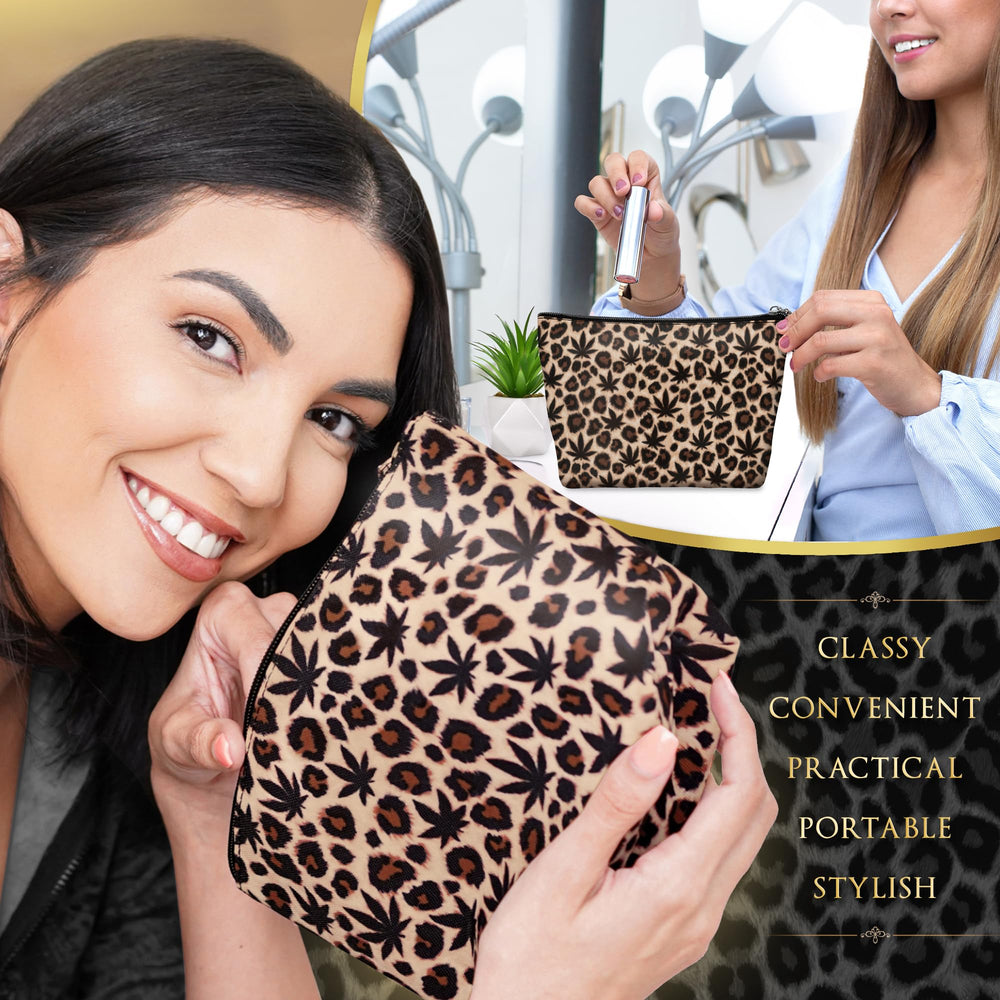 Skyvora trousse maquillage fermeture dorée pour sécuriser vos cosmétiques en déplacement.