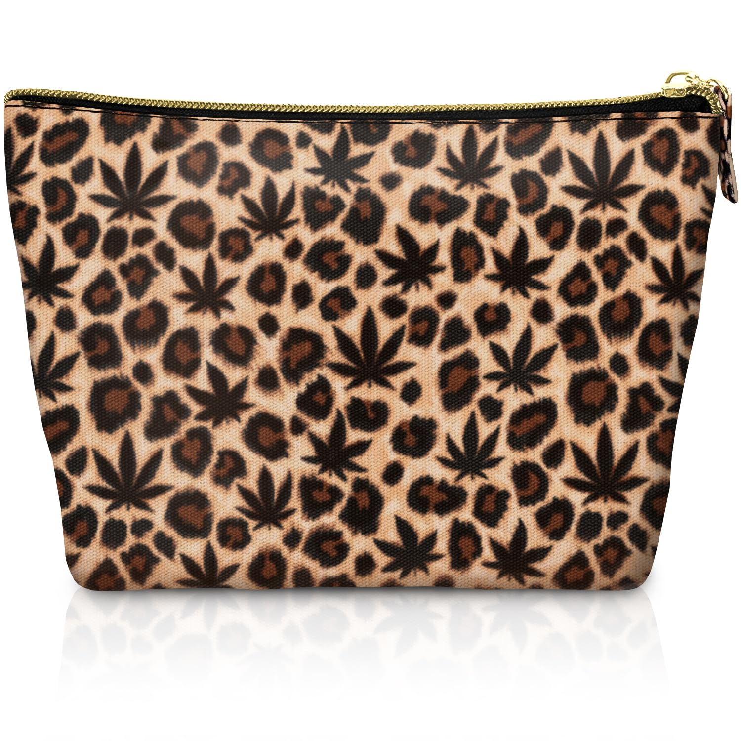 Skyvora trousse maquillage vegan imprimé léopard pour rangement élégant en voyage.