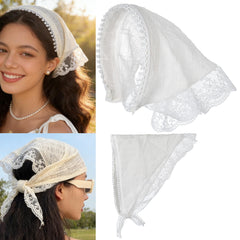 Bandana dentelle blanc SL Sursarbelor pour cheveux, élégant et polyvalent
